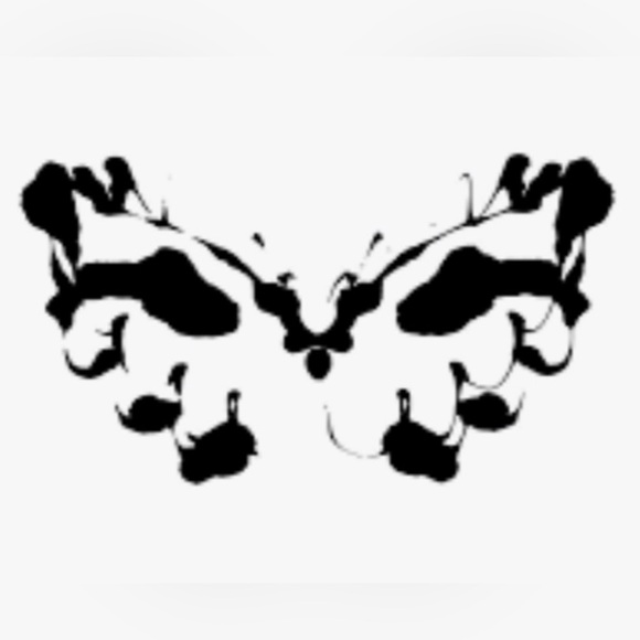 “Rorschach Butterfly” Gothic Boho Black White Paint Splatter Open Loop Wire Hoop - Picture 3 of 10